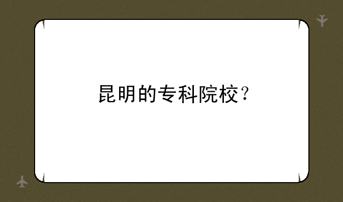 昆明的专科院校？