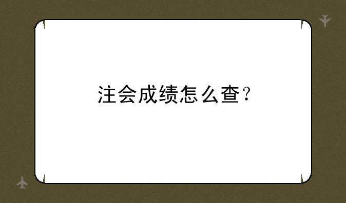 注会成绩怎么查？