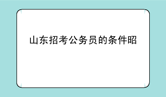 山东招考公务员的条件是什么