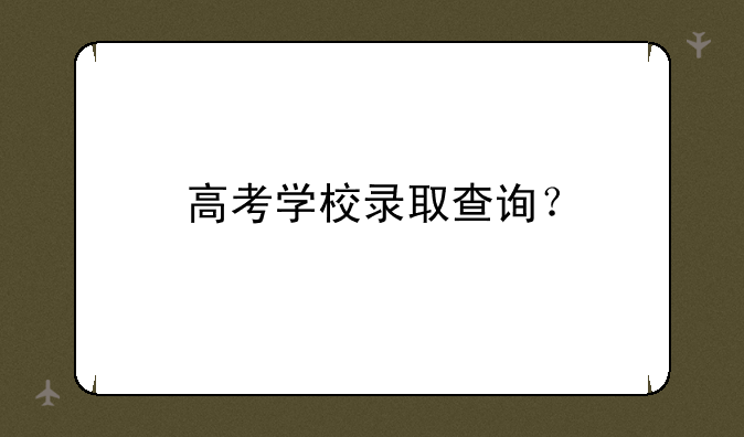 高考学校录取查询？