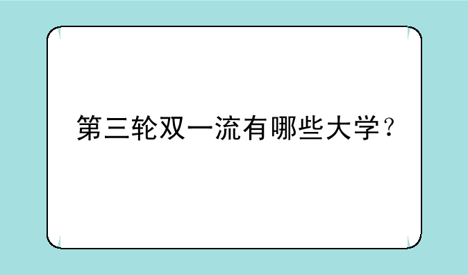 第三轮双一流有哪些大学？