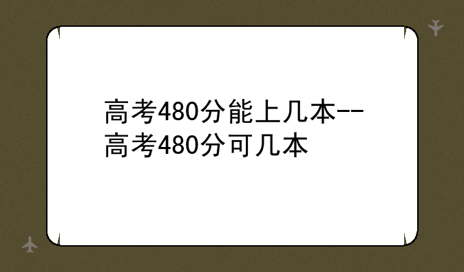 高考480分能上几本--高考480分可几本