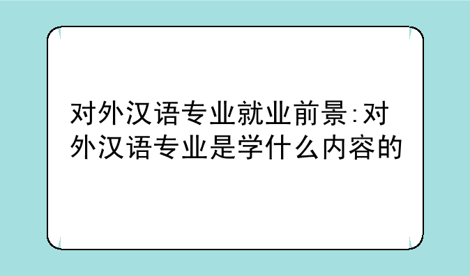 对外汉语专业就业前景:对外汉语专业是学什么内容的